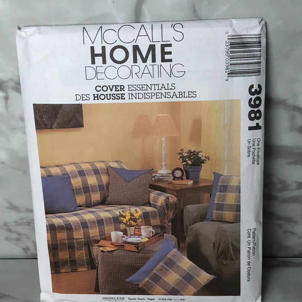 McCall's 3981 Home Decorating Sewing Pattern Sofa & Chair Cover Pillows Curtains
